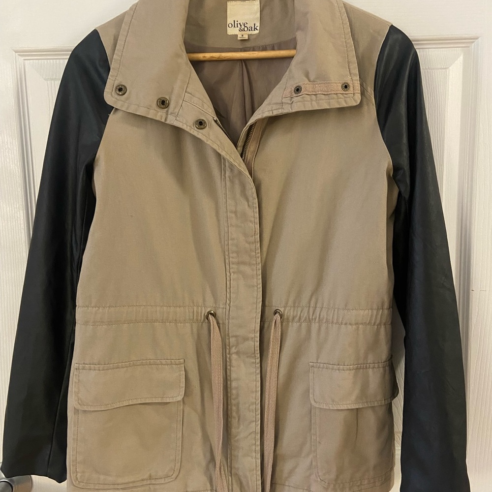 Canvas Jacket with Pleather Sleeves